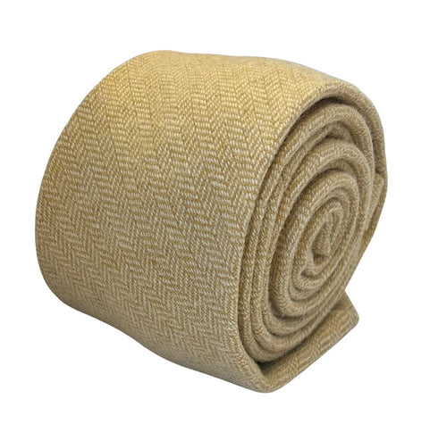 honey gold yellow wool tie  with a herringbone design